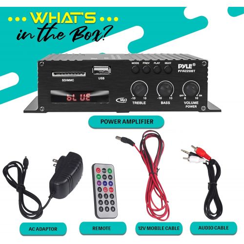  Pyle Class-T Bluetooth Power Audio Amplifier - 120W Mini Dual Channel Sound Stereo Receiver Box w/ USB, RCA, 12V Adapter - For Subwoofer Speaker, Home Theater, PA System, Studio Us