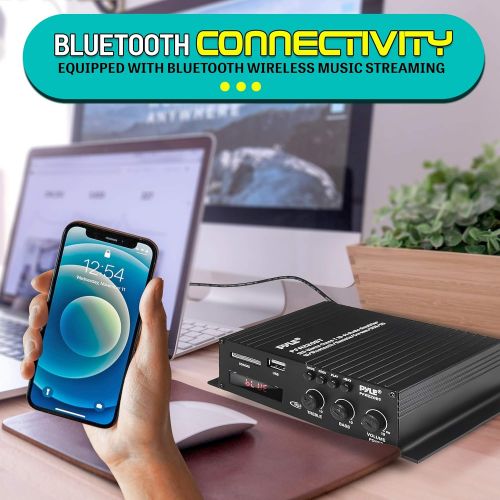  Pyle Class-T Bluetooth Power Audio Amplifier - 120W Mini Dual Channel Sound Stereo Receiver Box w/ USB, RCA, 12V Adapter - For Subwoofer Speaker, Home Theater, PA System, Studio Us