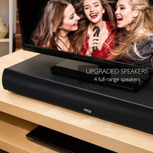  Pyle TV Soundbar Soundbase Bluetooth - Upgraded 2018 Wireless Surround Sound System for TV’s With Built-in Subwoofer, Remote Control, AUX RCA Optical Digital Inputs for TV PC - PSB