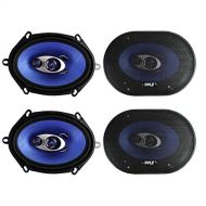 4) New Pyle PL573BL 5x7 600 Watts 3-Way Car Coaxial Speakers Stereo Blue Four