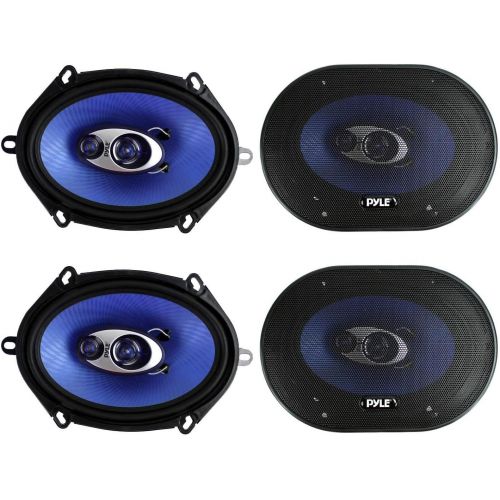  4) New Pyle PL573BL 5x7 600 Watts 3-Way Car Coaxial Speakers Stereo Blue Four