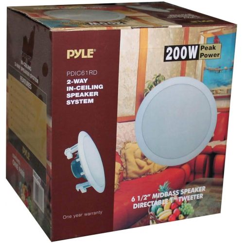  Pyle PRO PDIC61RD 6.5 200W 2-Way in-Ceiling/Wall Speaker System White (6 Pack)