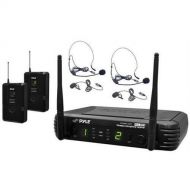 Pyle PDWM3400 Premier Series Professional UHF Microphone System with (2) Body-Pack Transmitters, (2) Headset & (2) Lavalier Microphones with Selectable Frequencies