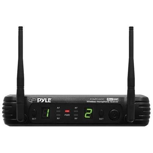  Pyle PDWM3400 Premier Series Professional UHF Microphone System with (2) Body-Pack Transmitters, (2) Headset & (2) Lavalier Microphones with Selectable Frequencies