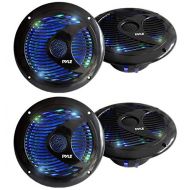 Pyle Audio 150W 6.5-Inch Waterproof Marine Speakers w/LED Lights (4 Speakers)
