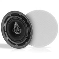 Ceiling and Wall Mount Speaker - 8” Dual 2-Way Audio Stereo Sound Subwoofer Sound with Tweeter, 600 Watts, In-Wall & In-Ceiling Flush Mount for Home Surround System - 1 Pair - Pyle