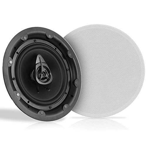  Ceiling and Wall Mount Speaker - 8” Dual 2-Way Audio Stereo Sound Subwoofer Sound with Tweeter, 600 Watts, In-Wall & In-Ceiling Flush Mount for Home Surround System - 1 Pair - Pyle