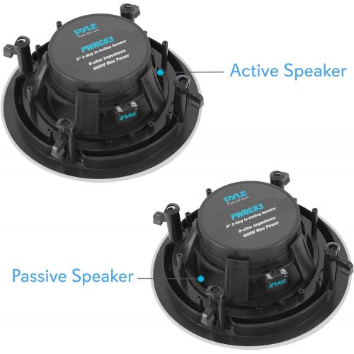  Ceiling and Wall Mount Speaker - 8” Dual 2-Way Audio Stereo Sound Subwoofer Sound with Tweeter, 600 Watts, In-Wall & In-Ceiling Flush Mount for Home Surround System - 1 Pair - Pyle