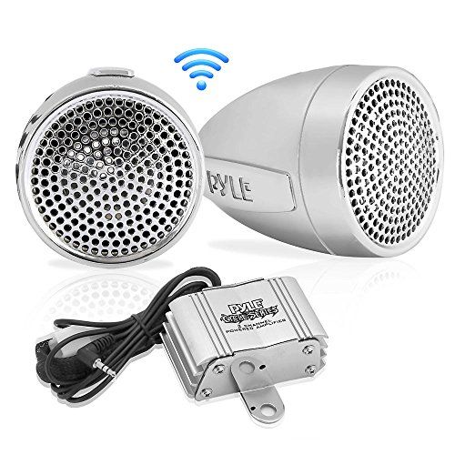  Pyle 300 Watt Weatherproof Motorcycle Speaker and Amplifier System w/ Two 2.25 Inch Waterproof Speakers, AUX IN- Handlebar Mount ATV Mini Stereo Audio Receiver Kit Set - Also for M