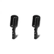 Pyle Pro PDMICR42BK Old Fashioned Vintage Retro Style Dynamic Adjustable Compact Desktop Studio Mic Professional Vocal Recording Microphone, Black (2 Pack)