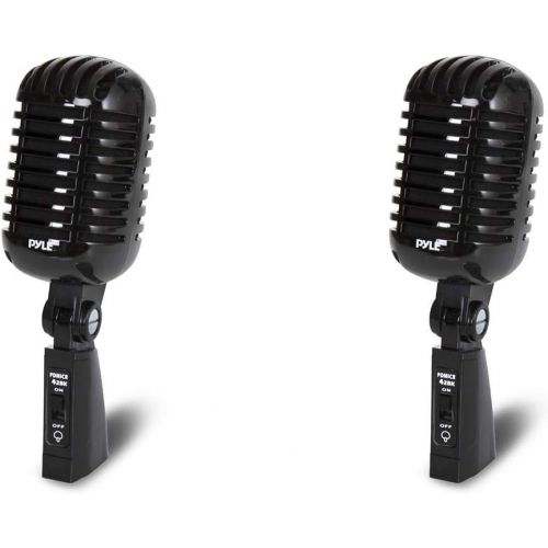  Pyle Pro PDMICR42BK Old Fashioned Vintage Retro Style Dynamic Adjustable Compact Desktop Studio Mic Professional Vocal Recording Microphone, Black (2 Pack)