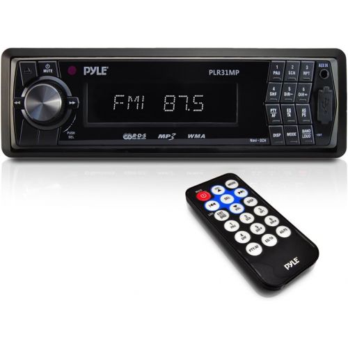  Pyle Car Stereo Head Unit Receiver - Premium in Dash AM/FM-MPX Tuning Media Radio with MP3 Playback, LCD Display & Preset Station Memory - USB, SD & Aux Inputs - Remote Control Included