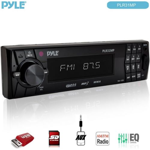  Pyle Car Stereo Head Unit Receiver - Premium in Dash AM/FM-MPX Tuning Media Radio with MP3 Playback, LCD Display & Preset Station Memory - USB, SD & Aux Inputs - Remote Control Included