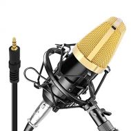 Condenser Microphone Bundle, 3.5 mm Recording Microphone, Shock Mount Plug and Play,Computer Microphone, Podcast, Recording, Studio Vocal, YouTube - Pyle PDMIC71