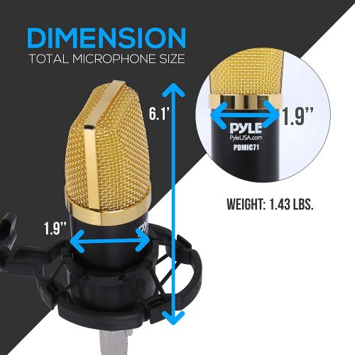  Condenser Microphone Bundle, 3.5 mm Recording Microphone, Shock Mount Plug and Play,Computer Microphone, Podcast, Recording, Studio Vocal, YouTube - Pyle PDMIC71