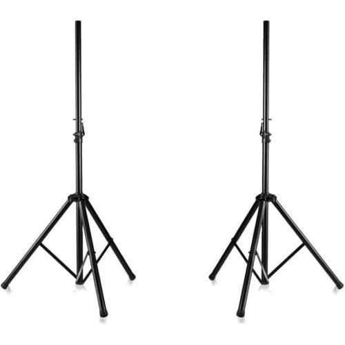  Pyle PSTK107 Universal Dual Performance Recording Speaker Tripod Stand Mount Holders Kit with Adjustable Height, Black (2 Pack)