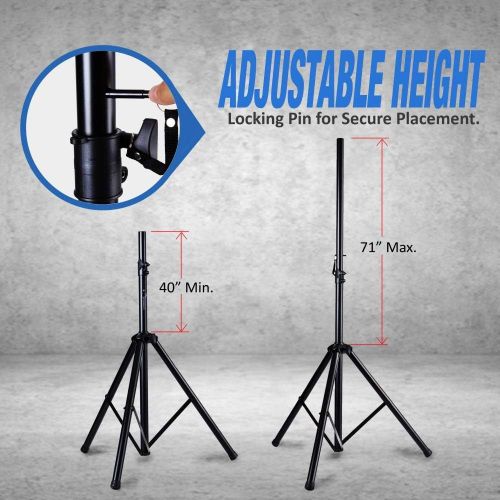  Pyle PSTK107 Universal Dual Performance Recording Speaker Tripod Stand Mount Holders Kit with Adjustable Height, Black (2 Pack)