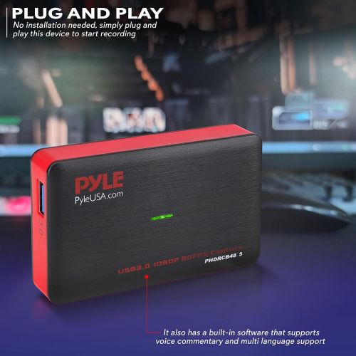 Pyle Capture Card Video Recording System - AV Game Live Streaming, Full HD 1080P Digital Media File Creation System w/ HDMI, Audio for USB, SD, PC, DVD, PS4, PS3, Xbox One, Xbox 360, Wi