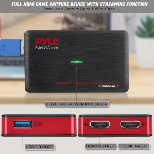  Pyle Capture Card Video Recording System - AV Game Live Streaming, Full HD 1080P Digital Media File Creation System w/ HDMI, Audio for USB, SD, PC, DVD, PS4, PS3, Xbox One, Xbox 360, Wi