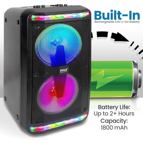  Portable Bluetooth PA Speaker System - 600W Rechargeable Outdoor Bluetooth Speaker Portable PA System w/Recorder, Microphone in, Party Lights, AUX, Radio, Remote - Pyle PPHP288B