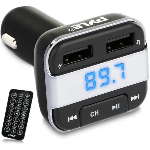  Pyle Universal FM Transmitter and Receiver - Compatible with Bluetooth, Wireless Music Audio Stereo, Radio Adapter, Car Charger, Handsfree Calling, MP3, Dual USB, Micro SD with Digital