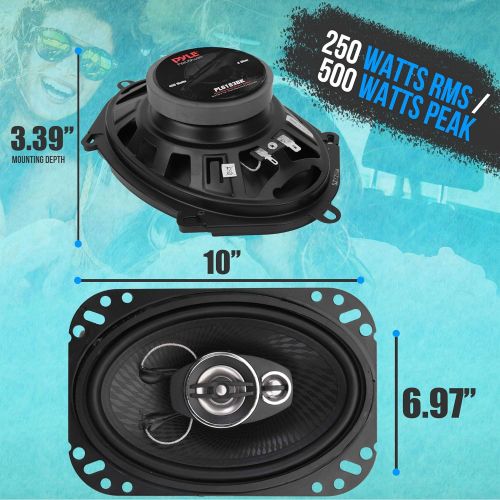  Pyle 4-Way Universal Car Stereo Speakers - 500W 6x9” Quadraxial Loud Pro Audio Car Speaker Universal OEM Quick Replacement Component Speaker Vehicle Door/Side Panel Mount Compatible - P