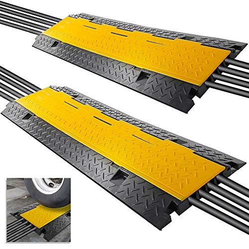  Pyle Durable Cable Protective Ramp Cover - Supports 33000lbs 4-Channel Heavy-Duty Cord Protection w/Flip-Open Top Cover, 31.5” x 16.1” x 3.14” Cable Concealer for Indoor/Outdoor, 2