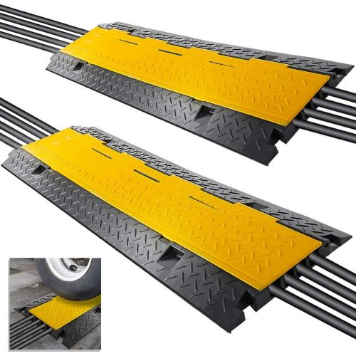  Pyle Durable Cable Protective Ramp Cover - Supports 33000lbs 4-Channel Heavy-Duty Cord Protection w/Flip-Open Top Cover, 31.5” x 16.1” x 3.14” Cable Concealer for Indoor/Outdoor, 2