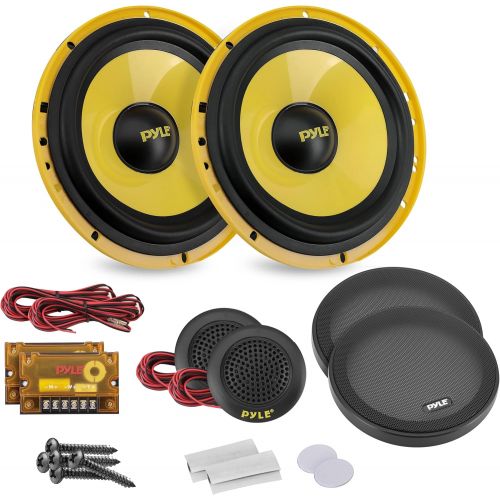  Pyle 2Way Custom Component Speaker System 6.5” 400 Watt Component with Electroplated Plastic Basket, Butyl Rubber Surround & 40 Oz Magnet Structure Wire Installation Hardware Set Includ