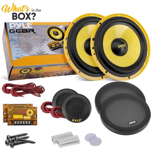  Pyle 2Way Custom Component Speaker System 6.5” 400 Watt Component with Electroplated Plastic Basket, Butyl Rubber Surround & 40 Oz Magnet Structure Wire Installation Hardware Set Includ