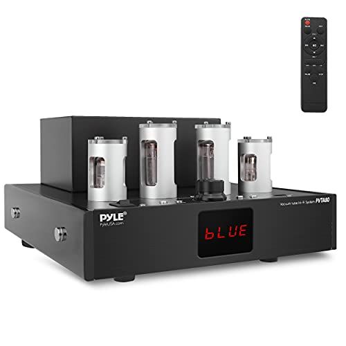  Pyle Bluetooth Tube Amplifier Stereo Receiver - 500W Home Theater Audio Desktop Stereo Vacuum Tube Hi-Fi Power Amplifier Receiver w/ 4 Vacuum Tubes, USB Reader, CD/DVD Input, Subwoofer