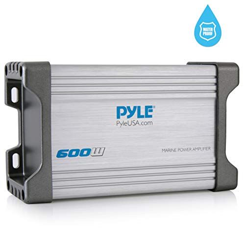  Pyle 2-Channel Marine Amplifier Receiver - Waterproof and Weatherproof Audio Subwoofer for Boat Stereo Speaker & Other Watercraft - 600 Watt Power, Wired RCA, AUX and MP3 Audio Inp