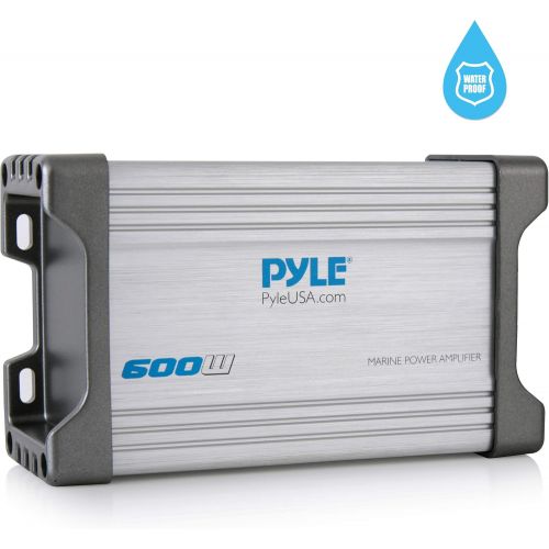  Pyle 2-Channel Marine Amplifier Receiver - Waterproof and Weatherproof Audio Subwoofer for Boat Stereo Speaker & Other Watercraft - 600 Watt Power, Wired RCA, AUX and MP3 Audio Inp