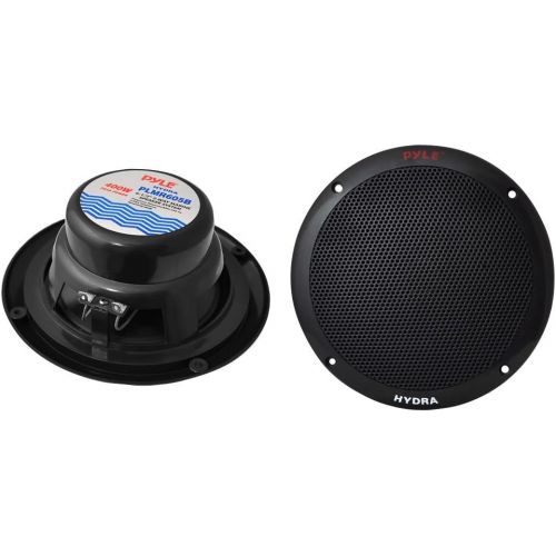  Pyle PLMRKT2B 2 Channel 400 Watt Waterproof Micro Marine Amplifier and 6.5-Inch Speaker System