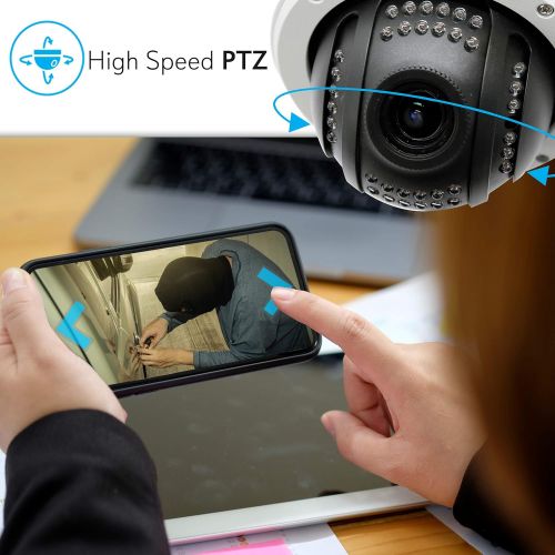  Pyle Outdoor IP Camera Optical Zoom - 960p HD Weatherproof Wireless Remote Home WiFi Security Surveillance h.264 ONVIF Video - Outside PTZ Pan Tilt Dome 4X Zoom for PC iOS and Android -