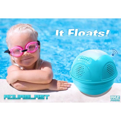  Portable Waterproof Floating Pool Speaker - Outdoor Wireless Bluetooth Compatible Rechargeable Battery Powered Shower loud Speaker System - USB Charger - iPod Android iPhone - Pyle