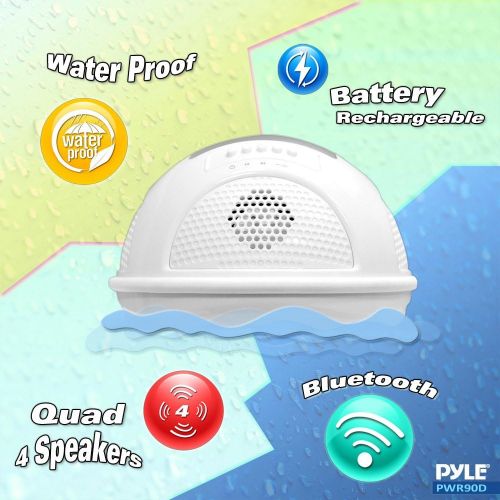  Portable Waterproof Floating Pool Speaker - Outdoor Wireless Bluetooth Compatible Rechargeable Battery Powered Shower loud Speaker System - USB Charger - iPod Android iPhone - Pyle