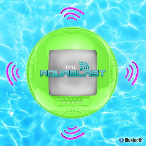  Portable Waterproof Floating Pool Speaker - Outdoor Wireless Bluetooth Compatible Rechargeable Battery Powered Shower loud Speaker System - USB Charger - iPod Android iPhone - Pyle