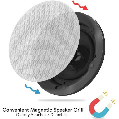  PYLE PDIC6LT Ceiling and Wall Mount Speaker - 6.5” 2-Way 70V Audio Stereo Sound Subwoofer Sound with Dome Tweeter, 500 Watts, in-Wall & in-Ceiling Flush Mount for Home Surround Sys