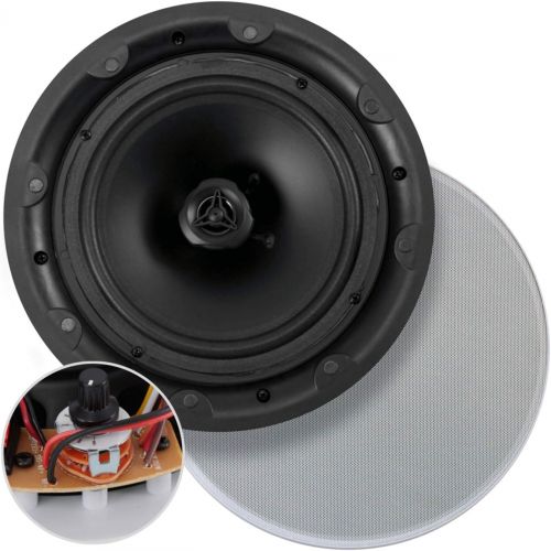  PYLE PDIC6LT Ceiling and Wall Mount Speaker - 6.5” 2-Way 70V Audio Stereo Sound Subwoofer Sound with Dome Tweeter, 500 Watts, in-Wall & in-Ceiling Flush Mount for Home Surround Sys