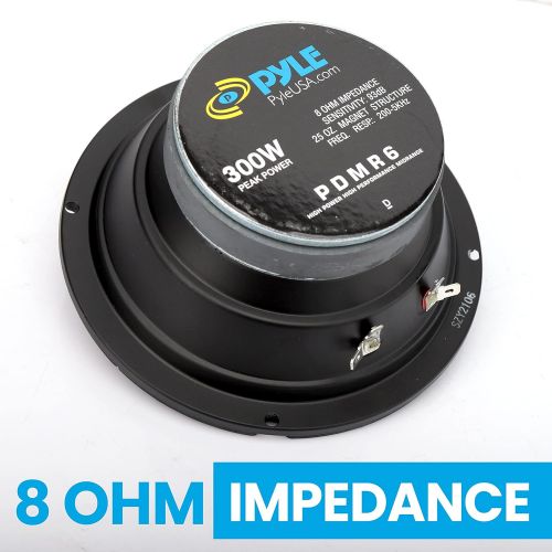  Pyle 6.5 Car Audio Speaker Midrange - 300 Watt High Power Sealed Back Mid Range Speakers System w/ Paper Coating Cone, 200-5 kHz, 93 dB, 8Ohm, 30 oz Magnet,1 inch KAPTON Voice Coil - Py