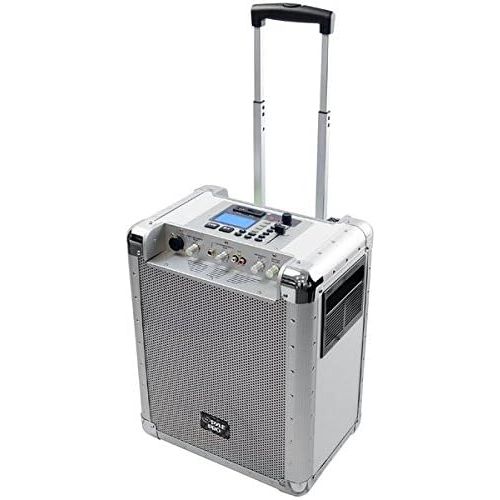  Pyle White 400 Watt Outdoor Portable Wireless PA Loud speaker System with Rechargeable Battery, Auxiliary RCA jack for ipod, Microphone Jack, USB / SD Reader, Wheels Gain and DJ Co