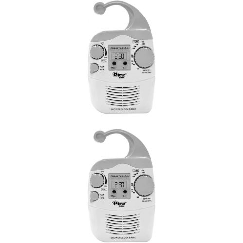  Pyle PSR6 LCD Digital Hanging Waterproof AM/FM Shower Clock Radio (Pair)