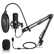 USB Microphone Boom Mic Kit - Audio Cardioid Condenser Mic w/Boom Arm Stand and Pop Filter - for Gaming PS4, Streaming, Podcast Kit, Studio, YouTube, Works w/Windows Mac PC - Pyle