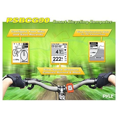  Pyle Wireless Smart Sport Bicycle Computer - Mountain Bike Mini Cycling Biking Monitor Sensor w/ GPS Navigation, RPM, Speedometer, Odometer, ANT+ Technology, Handlebar Mount Holder - Py