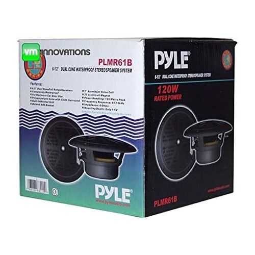  4) NEW PYLE PLMR61B 6.5 240W Marine/Boat Dual Cone Waterproof Speakers TWO PAIR