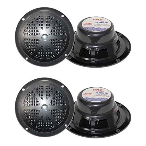  4) NEW PYLE PLMR61B 6.5 240W Marine/Boat Dual Cone Waterproof Speakers TWO PAIR