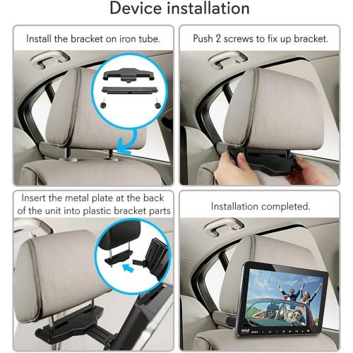  Pyle Universal Dual Vehicle Headrest Monitor - 10.5” Multimedia CD and DVD Player Audio Entertainment w/ Stereo Speaker, HDMI, LCD Screen, Mount and Wireless Headphones for Car Seat - P