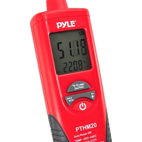  Pyle Indoor Humidity and Temperature Monitor - Portable Digital Hygrometer Thermometer, Moisture Temperature and Humidity Sensor Gauge w/ Dew Point, Wet Bulb Temperature Meter Tester -