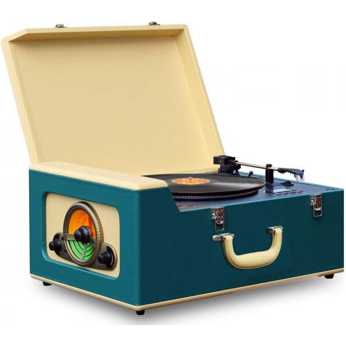  Pyle Vintage Turntable Record Player Bluetooth, CD, USB SD Recorder AM/FM Radio, Retro Vinyl Style Built in Speakers & Remote PVTT15UBT, Classic Style